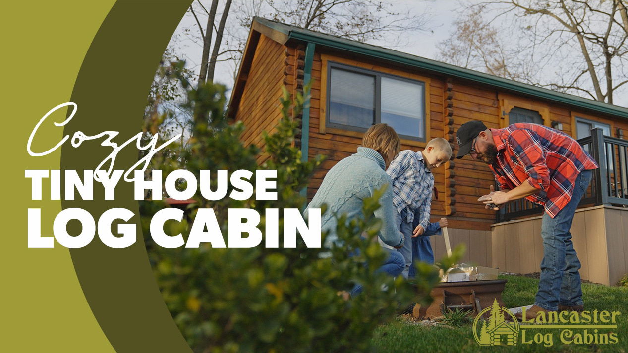 cozy tiny house log cabin graphic