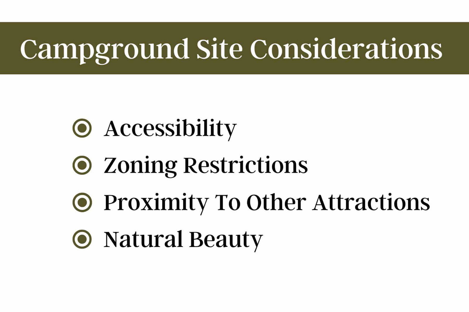 campground site considerations